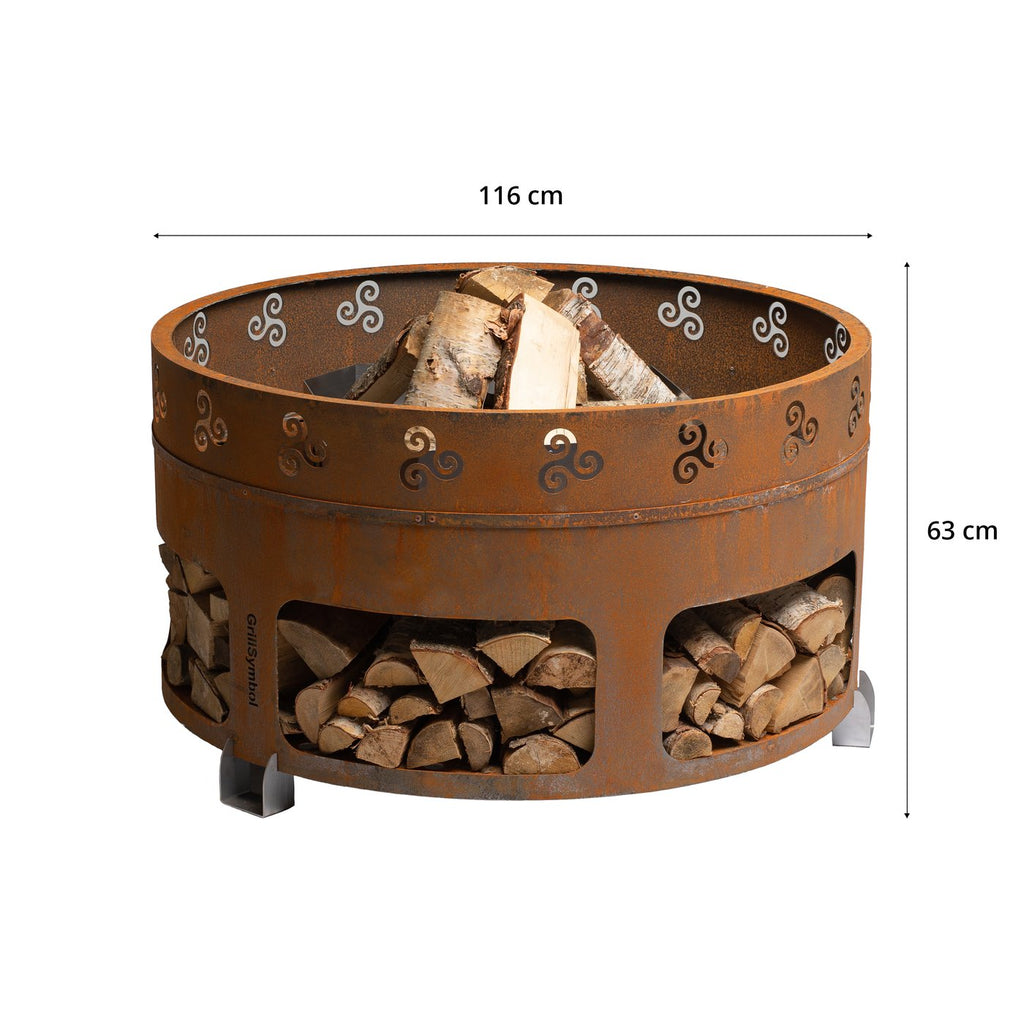 GrillSymbol Antigo Fire Pit in Durable Corten Steel 116cm